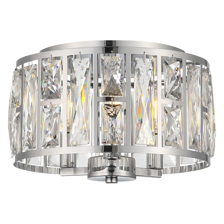 11.89 in Modern Glam 3-Light Dimmable Crystal Flush Mount Ceiling Light