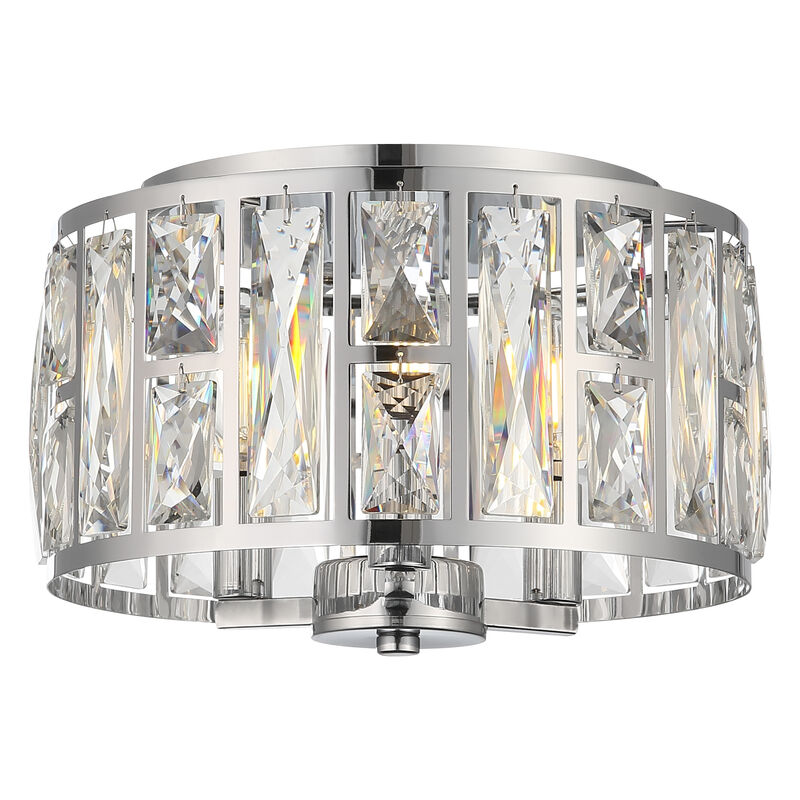 11.89 in Modern Glam 3-Light Dimmable Crystal Flush Mount Ceiling Light image number 0
