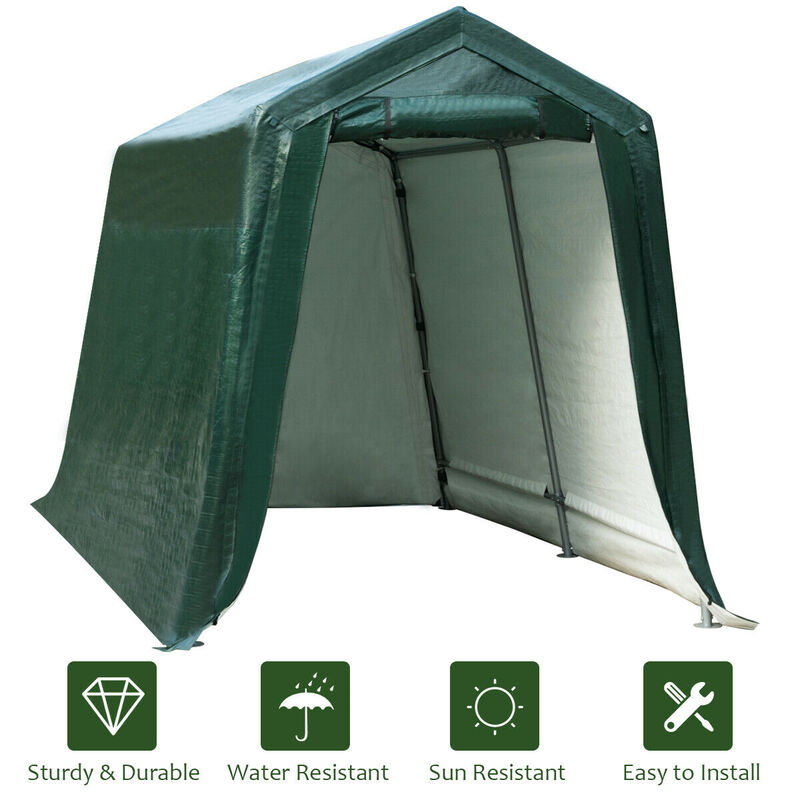 Outdoor Carport Shed with Sidewalls and Waterproof Ripstop Cover
