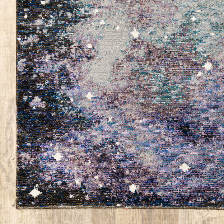 3 X 5 Purple Teal And Brown Abstract Power Loom Stain Resistant Area Rug