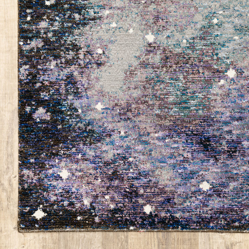 3 X 5 Purple Teal And Brown Abstract Power Loom Stain Resistant Area Rug image number 0