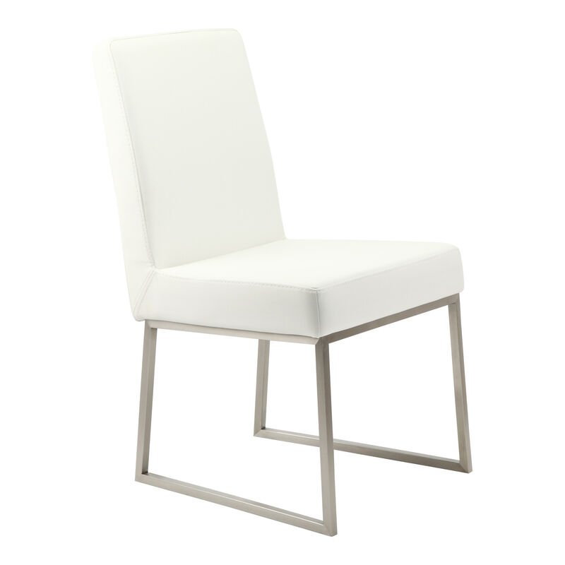 HomeRoots Set of Two White and Silver Faux Leather Dining Side Chairs image number 2