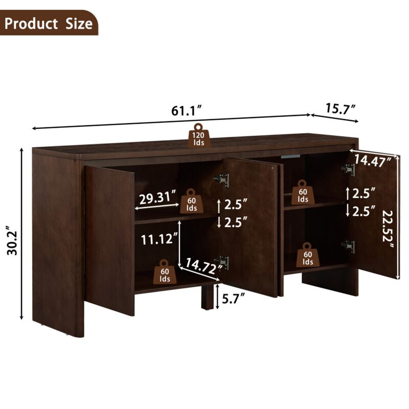 Debnul Wood 4-Door Buffet image number 9