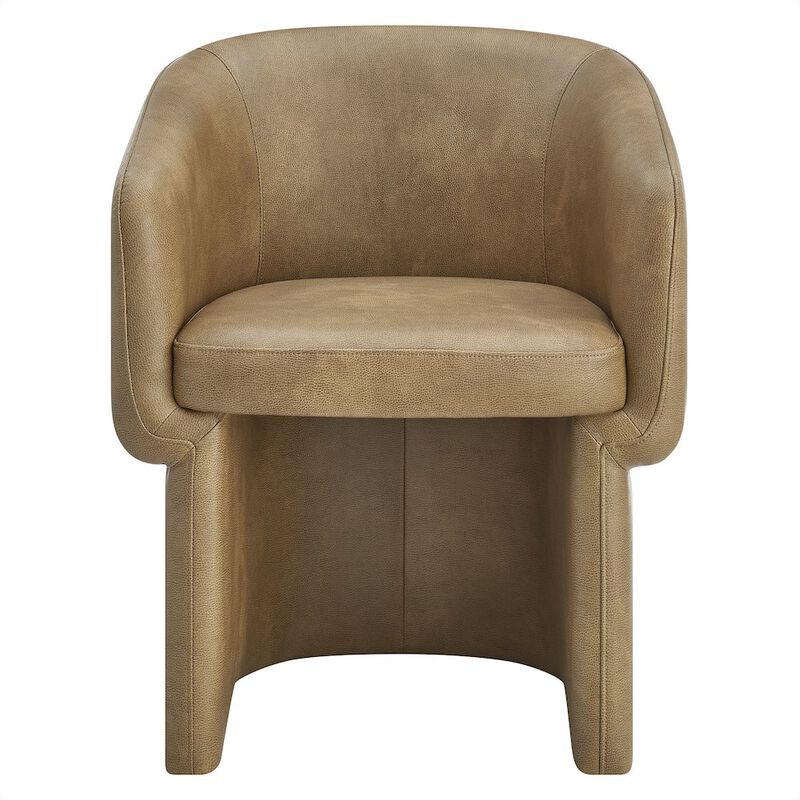 Modway Verity Vegan Leather Dining Chair with Rounded Back in Espresso &ndash; Upholstered Barrel Accent Chair with Armrests for Kitchen, Office, or Living Room image number 5