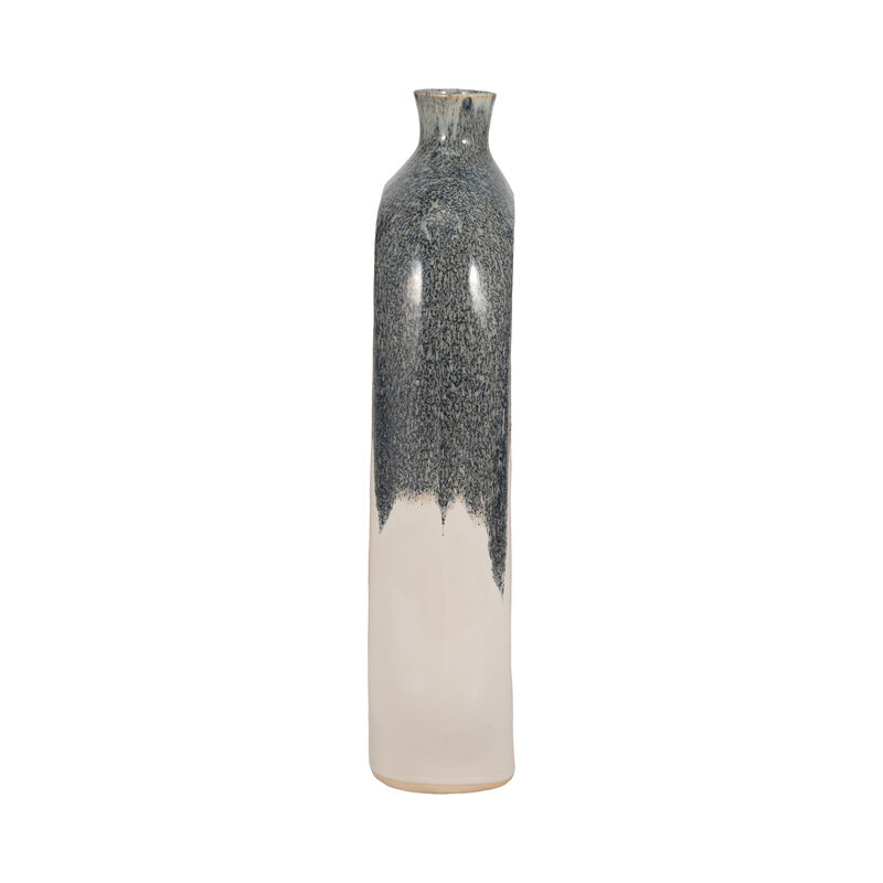 Cer, 15" Curvy Open Cut-out Vase, Blue/white image number 3
