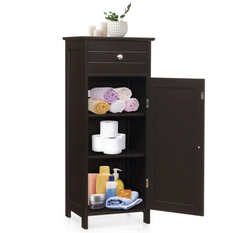 Hivvago Wooden Storage Free-Standing Floor Cabinet with Drawer and Shelf