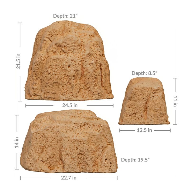 3-Piece Polyresin Faux Landscape Rock Set image number 2