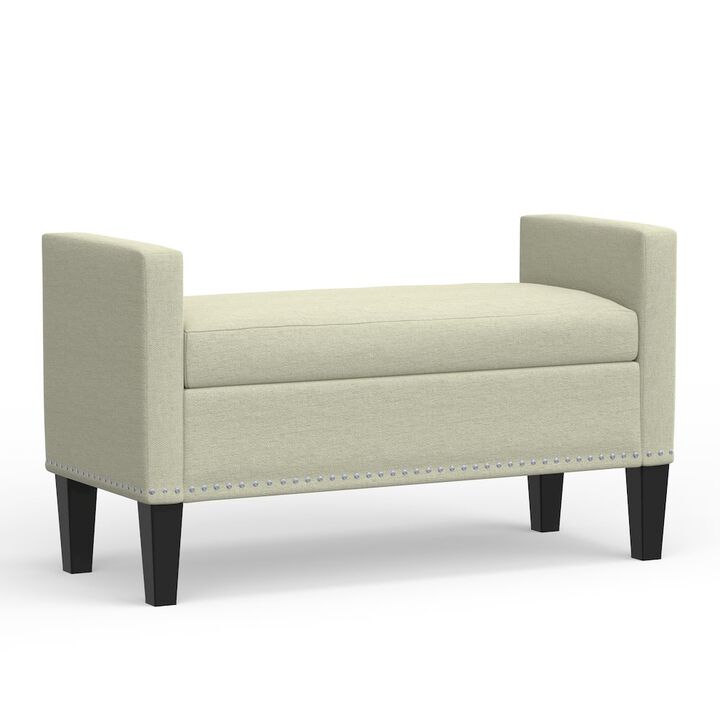 Rize Home 41.5 Storage Bench with Nailhead - Beige