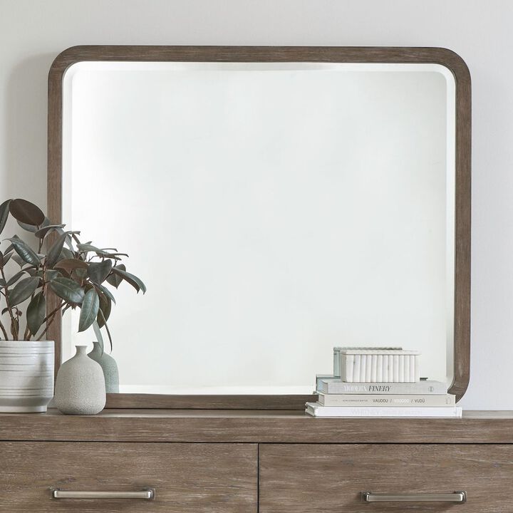 Liberty Furniture South Bend Landscape Mirror Contemporary Wood Framed 42" x 36" - Burnished Clay