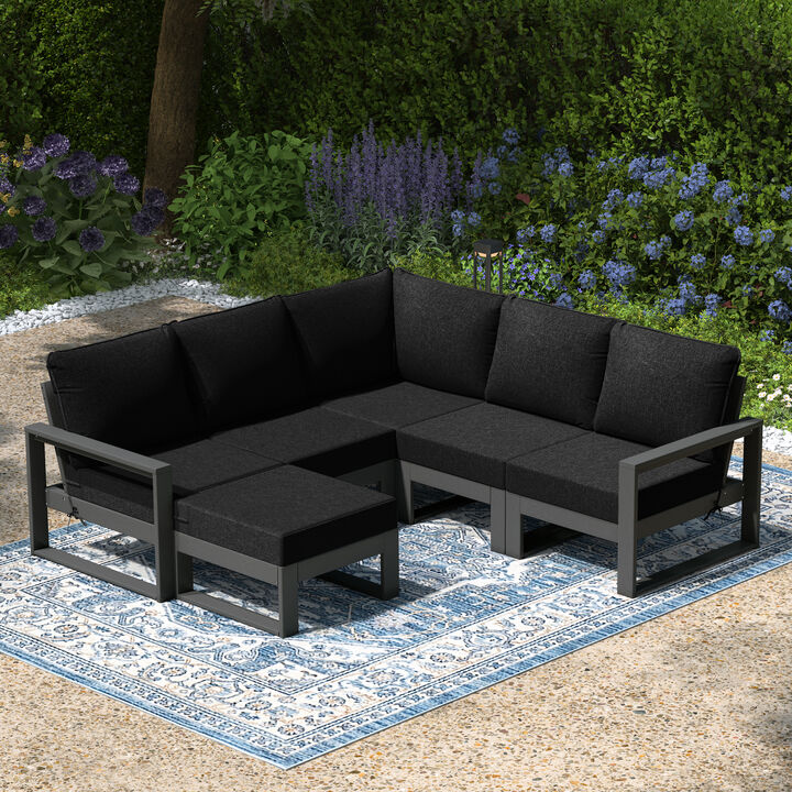 WestinTrends 6-Piece Outdoor Patio Corner Sectional Sofa Conversation Set