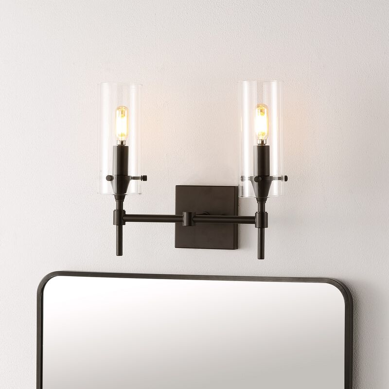 Cato Bohemian Farmhouse Iron/Glass LED Vanity