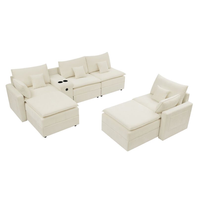 Gukkok 143.8" Spacious U-Shaped Modular Sectional Sofa image number 3