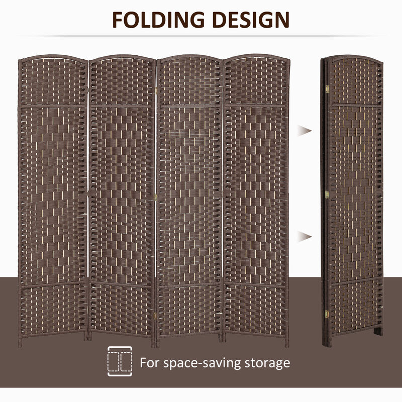 Hivvago 6' Tall Freestanding Wood Privacy Screen with 4 Panels image number 3
