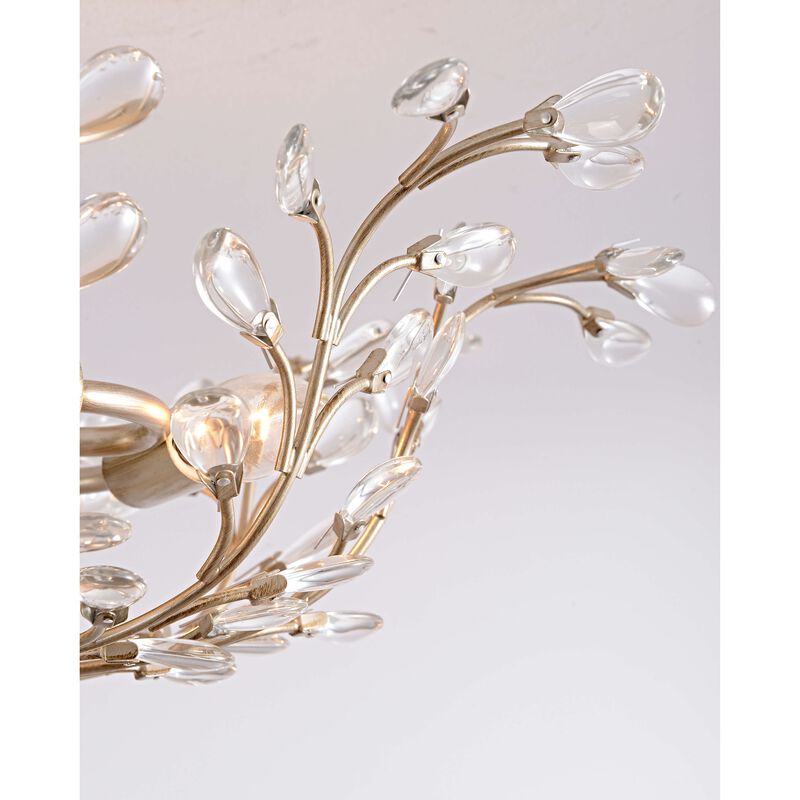 Freya Brushed Champagne Silver 4-light Crystal Bud 8-Branch Semi-Flush Mount image number 5