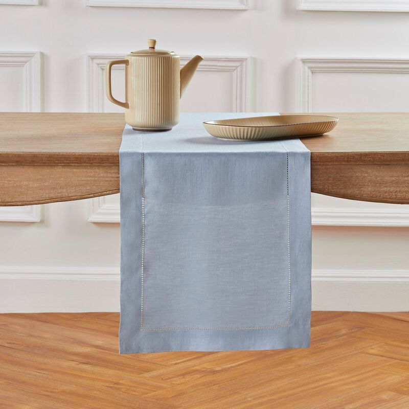Solino Home 100% Pure Linen Table Runner - Classic Hemstitch