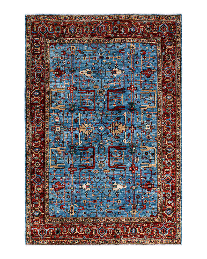 Serapi, One-of-a-Kind Hand-Knotted Area Rug  - Light Blue, 6' 1" x 8' 11" image number 1