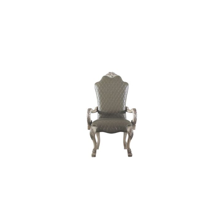 Arm Chair (Set-2), Vintage Bone White & PU