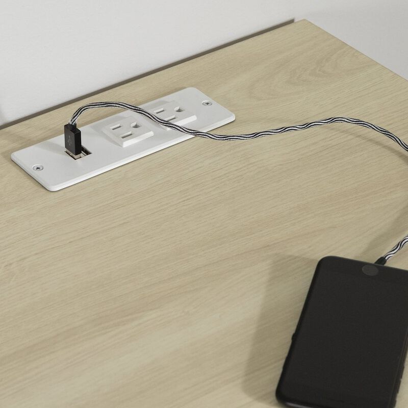 Milestone Computer Desk, Bleached Oak and White