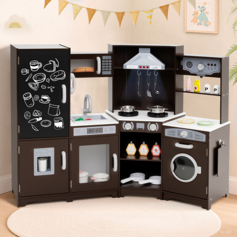 Large Pretend Play Kitchen Set with Lights and Sounds for Kids Playroom image number 3