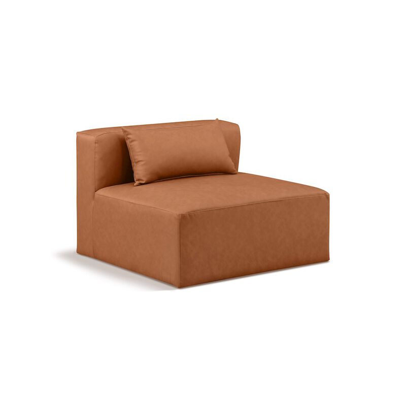 Meridian Furniture Cube Cognac Vegan Leather Armless Chair