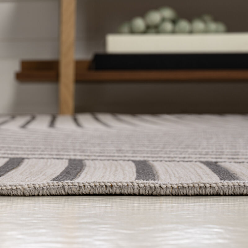 Modern Curve Stripe Reversible Machine-Washable Indoor/Outdoor Area Rug