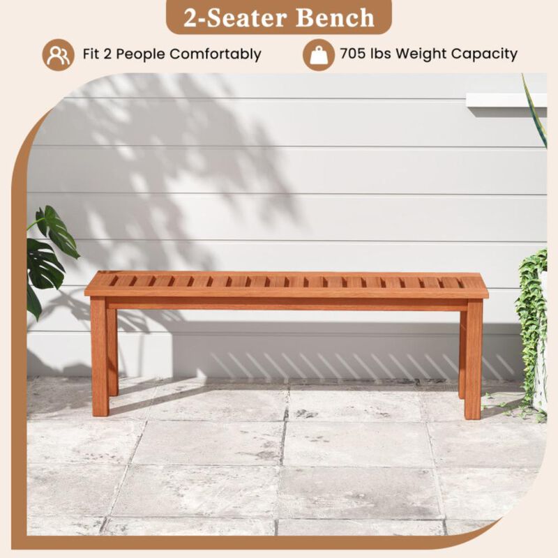Hivvago 47 Inch Patio Wood Bench with Slatted Seat 2-Person