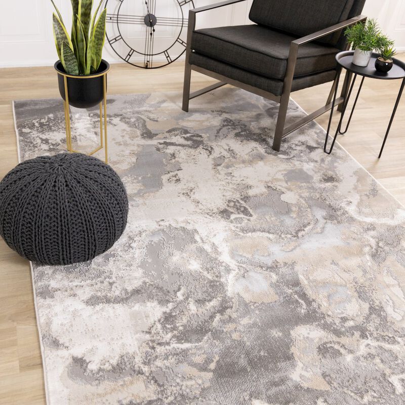 Novelle Home Layla Modern Swirl Beige Grey Cream Rug, 5'3 x 7'7 image number 5