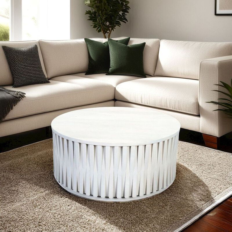 Carolina Chair & Table Hatteras Woven Coffee Table - Whitewash