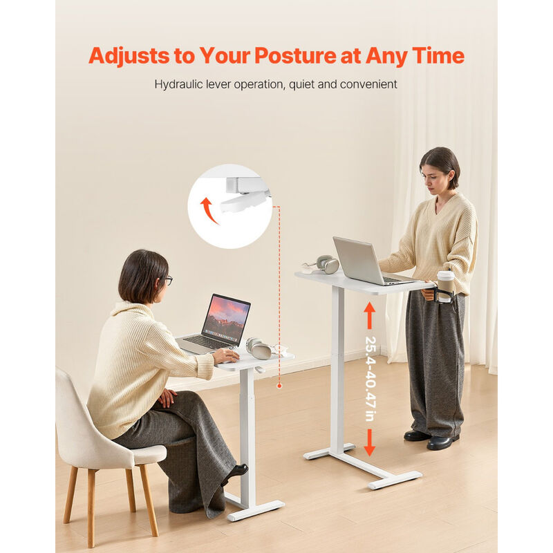 Rolling Mobile Desk with Hidden Wheels, Adjustable Height for Working On Laptop image number 9