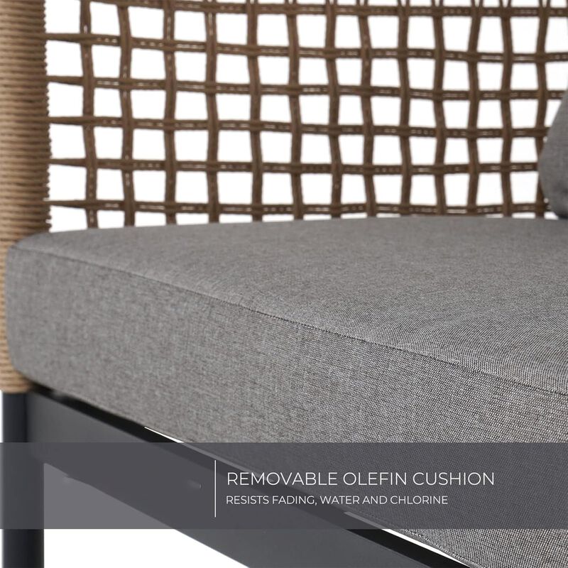 Mondawe Outdoor Rattan Removable Sofa Set,Durable All-Aluminum Frame & Olefin Seat Cushions