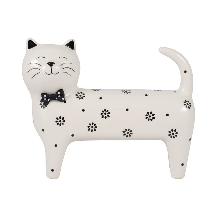 8x7" Daisies Cat, White
