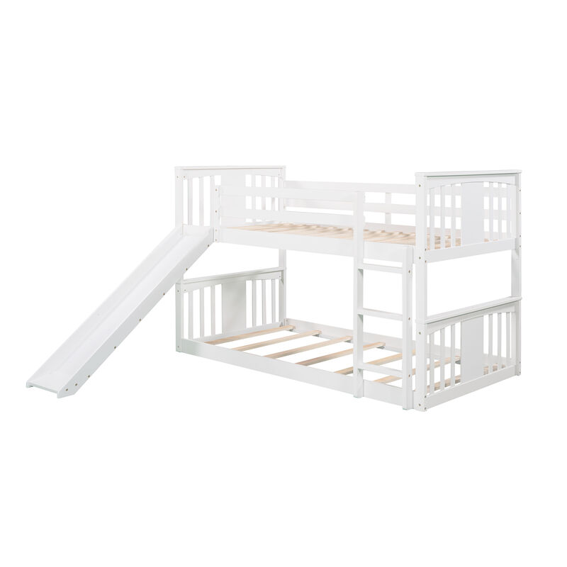Merax Twin Over Twin Bunk Bed with Slide and Ladder