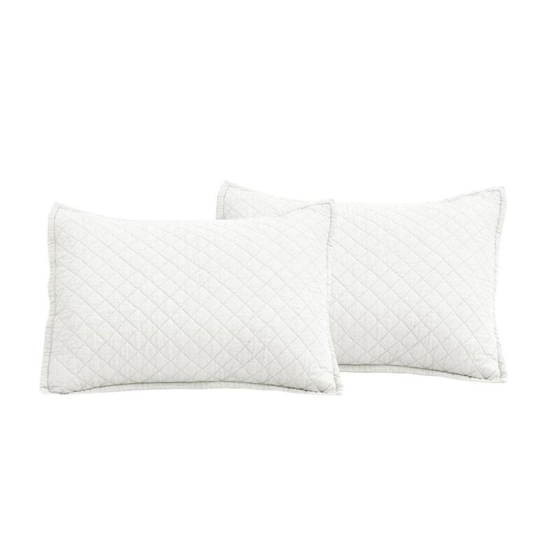 Hivvago Lightweight Cotton Linen White Textured Reversible 3-Piece Quilt Set