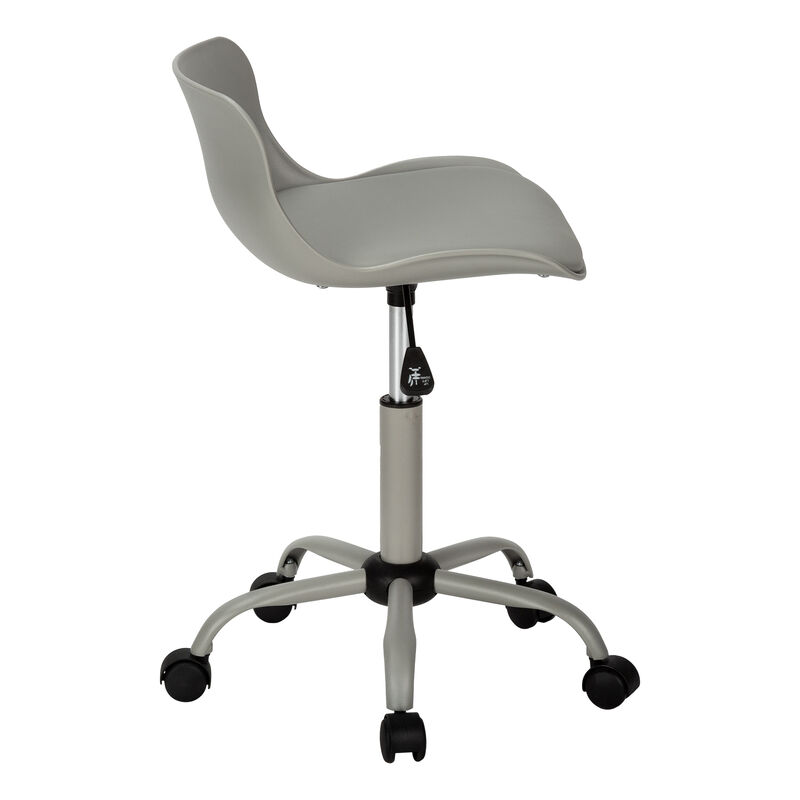 Monarch Specialties I 7465 Office Chair, Adjustable Height, Swivel, Ergonomic, Computer Desk, Work, Juvenile, Metal, Pu Leather Look, Grey, Contemporary, Modern