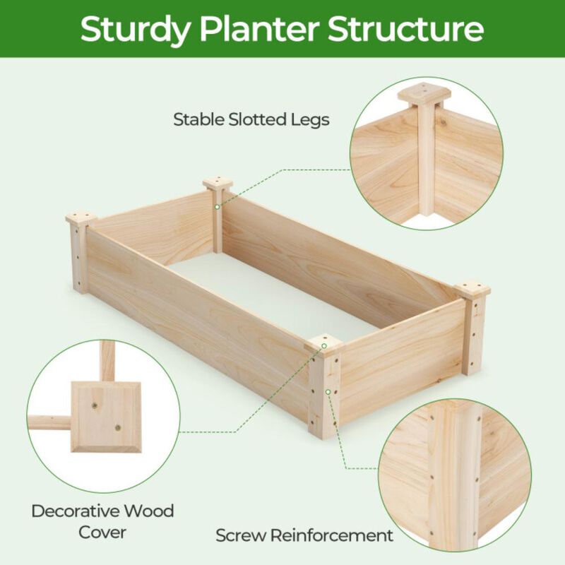 Hivvago Raised Garden Bed Fir Wood Wooden Square Wood Planter Box for Garden