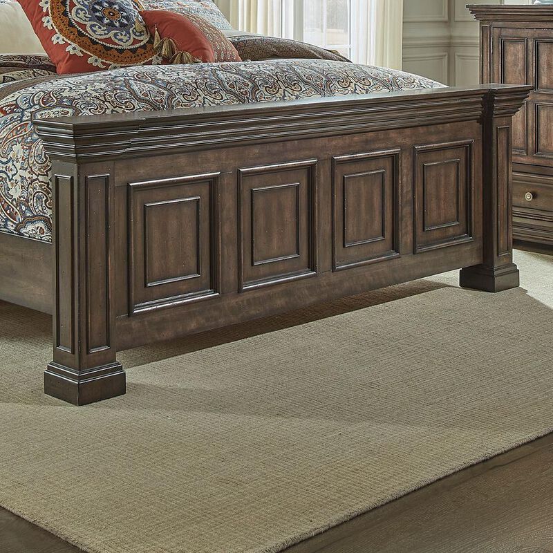 Liberty Furniture Big Valley Panel Bed in Whitestone w/ Heavy Distressing image number 4