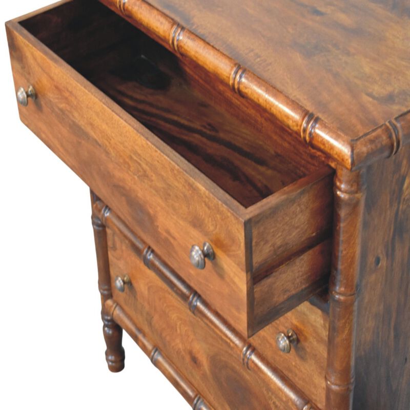 Artisan Furniture Solid Wood Bamboo 3 Drawer Chest, Brown image number 5