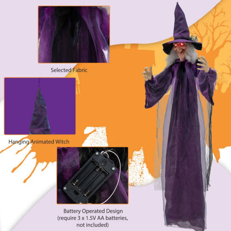 6ft Halloween Decoration Spooky Sound-Activated Hanging Witch with Voice and Motion Sensor image number 6