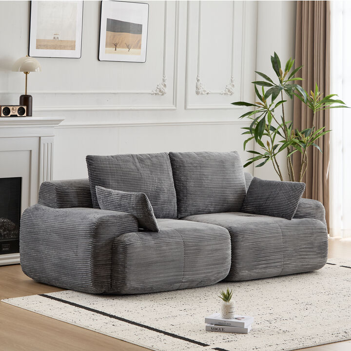 Whisen Large Memory Foam Compressed Loveseats with Corduroy Fabric