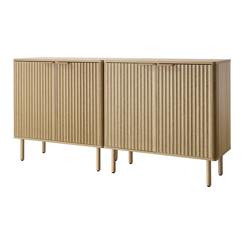 Mid Century Coffee Bar Cabinet with 4 Barn Doors & Storage image number 4