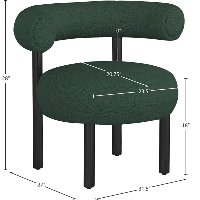 Meridian Furniture Bordeaux Green Boucle Fabric Accent Chair