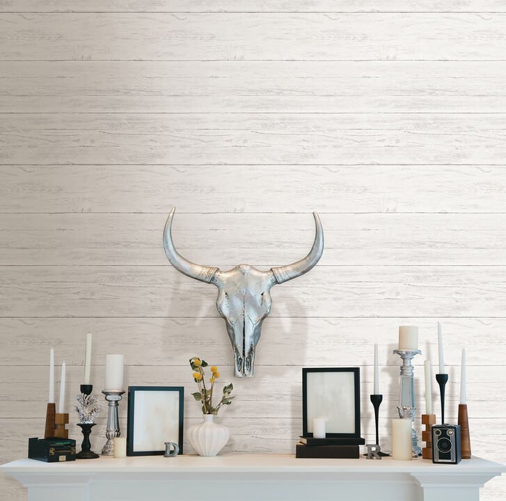 Shiplap Off White Wood Peel & Stick Wallpaper