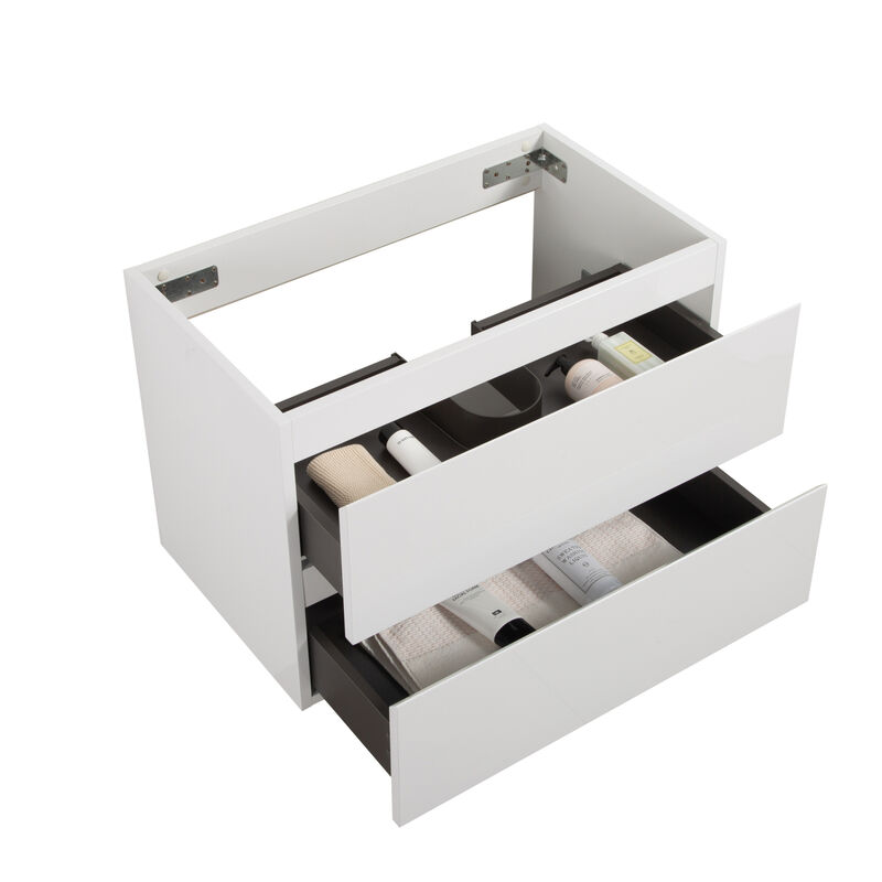 Streamdale 2-Drawer Wall-Mounted Cabinet in White, No Basin