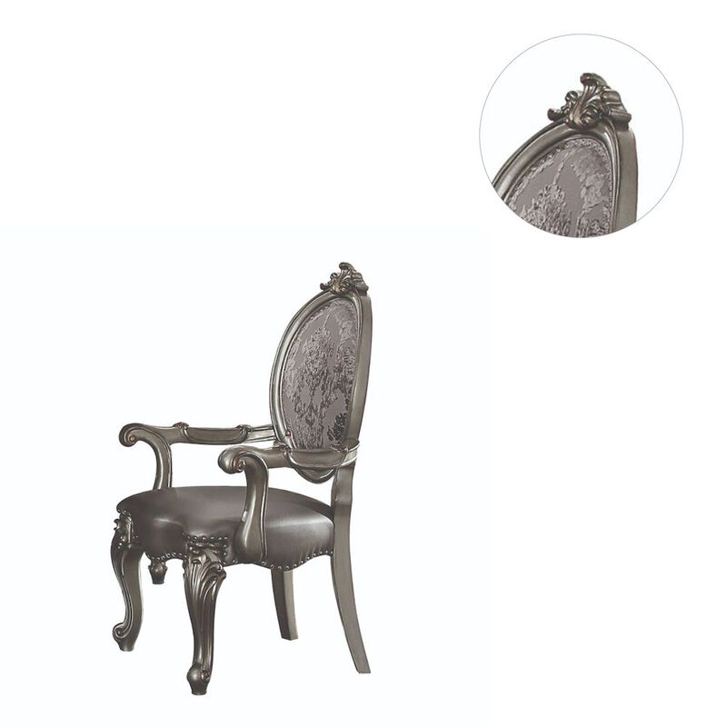 Simple Relax Set of 2 Arm Chairs with Nailhead Trim in Silver and Antique Platinum image number 3