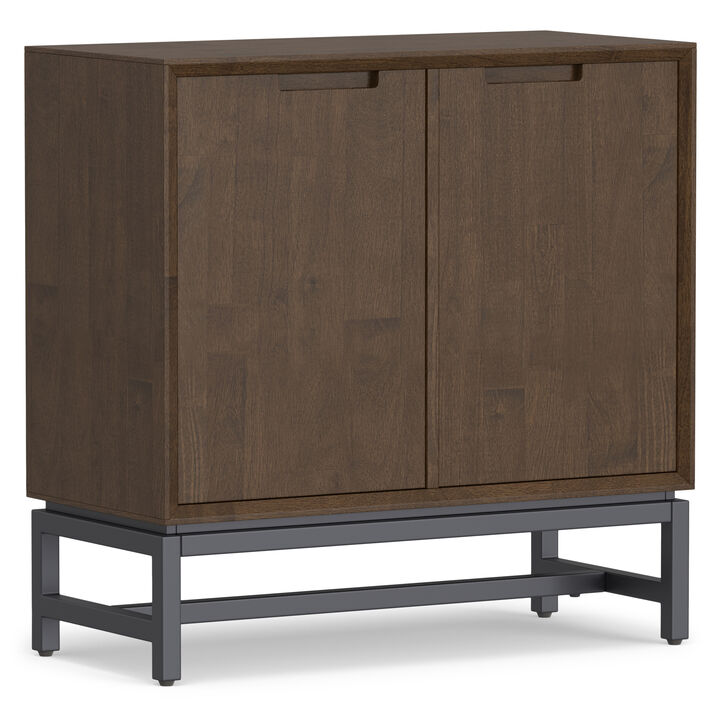 Banting SOLID HARDWOOD 32 inch Wide Modern Industrial Low Storage Cabinet in Walnut Brown