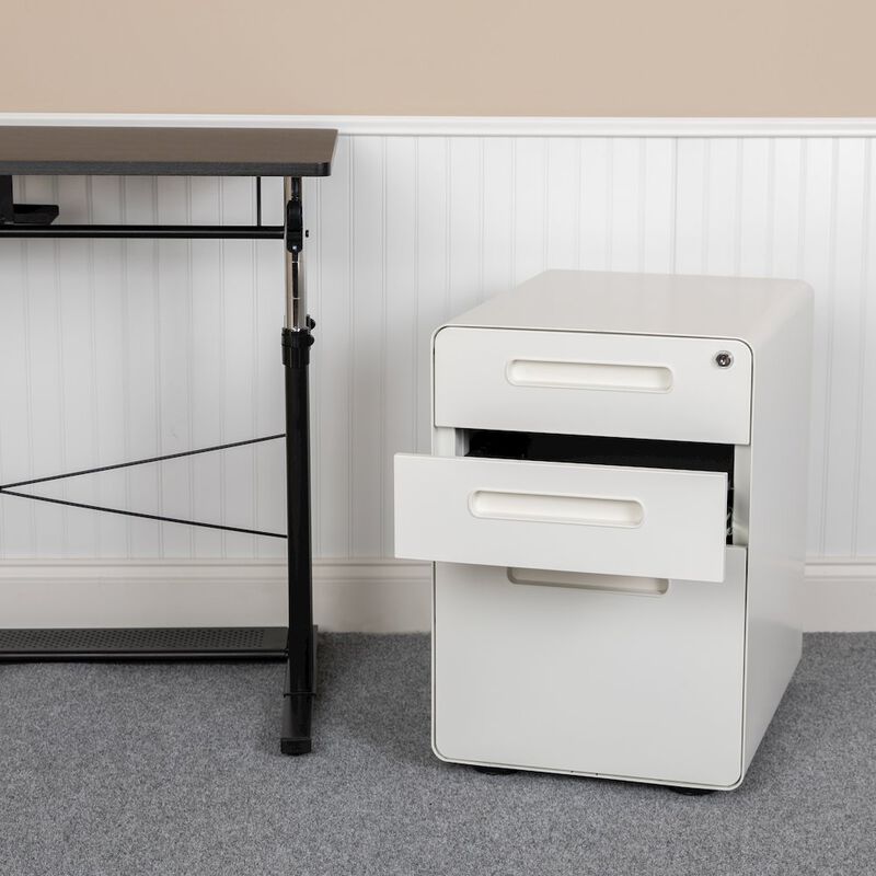 Flash Furniture 3-Drawer Mobile Locking Filing Cabinet with Anti-Tilt Mechanism, White image number 9