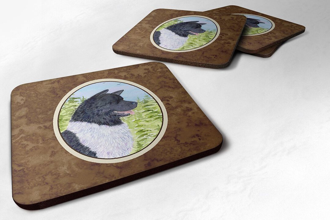 Caroline's Treasures SS8670FC Akita Foam Coasters (Set of 4), 3.5 H x 3.5 W, Multicolor