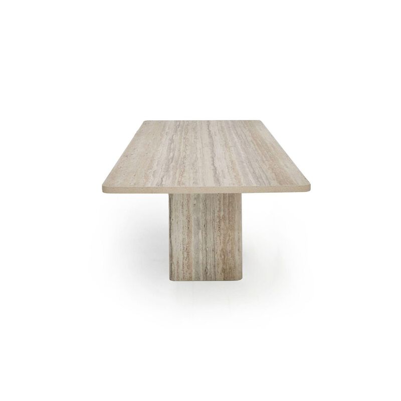Noe Mali 96 Inch Dining Table, Rectangular, Double Pedestal Base, Gray Wood