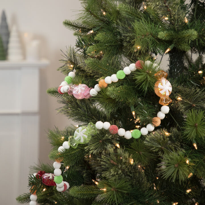 6' Glittered Pastel Colored Candy Christmas Garland  Unlit