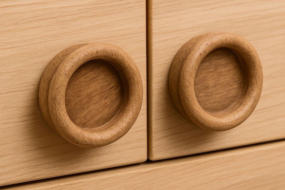 HomeRoots Set of Two Brown Wood Drawer Pull Knobs